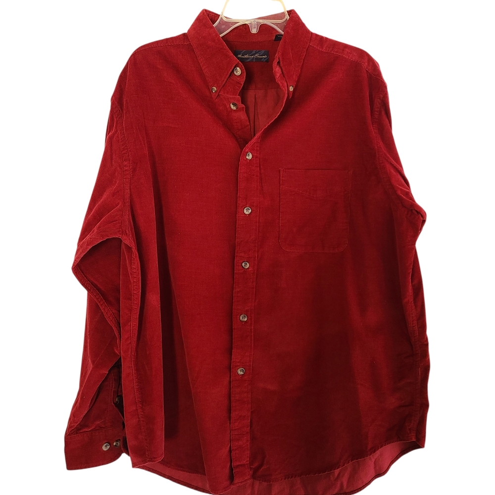 Weathered Casuals Men's Soft Fine Corduroy Button Down Shirt. Large
